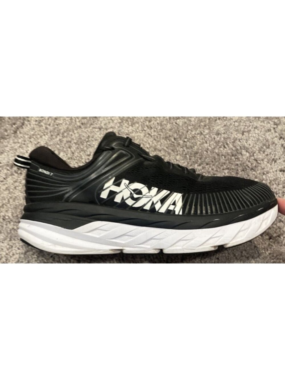 Hoka One One Womens Bondi 7 1110519 BWHT Black Running Shoes Sneakers Size 9D